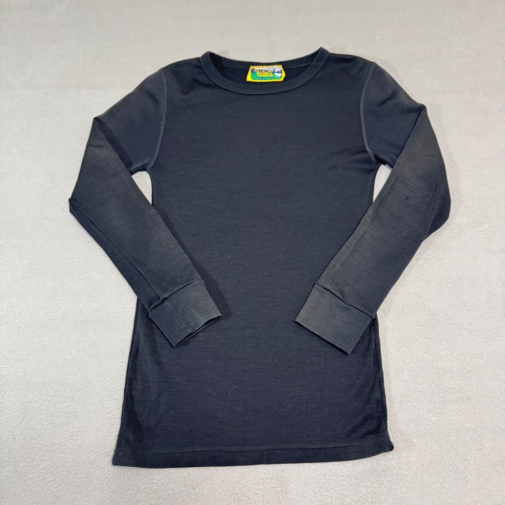 Rivendell Wooly Warm Base Layer Top Black Wool Long Sleeve Thermal *
